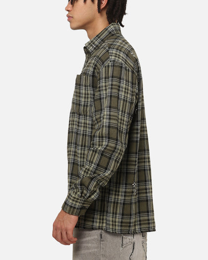 Saint Morta Credo Plaid Long Sleeve Button Up Shirt Green-plaid