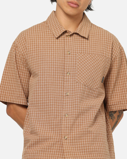Carre Grid Button Up Shirt Brown-Plaid