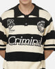 Criminal Damage Sports Knitted Polo Shirt Black Stripe