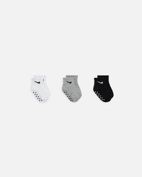 Nike Toddler Core Swoosh Ankle Gripper Socks 3 Pack Dark Grey Heather