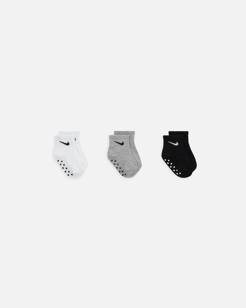 Nike Toddler Core Swoosh Ankle Gripper Socks 3 Pack Dark Grey Heather