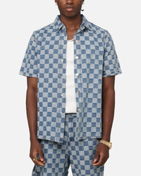 XXIII Checker Board Button Up Shirt Blue