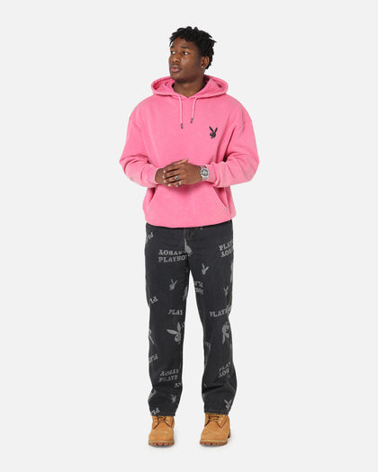 Playboy Stack Washed Hoodie Washed Raspberry