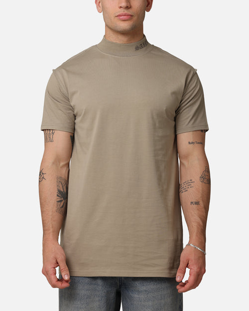 Saint Morta Old English Mock Neck T-Shirt Brown/Brown
