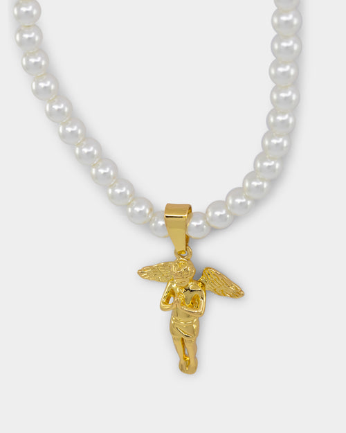 Saint Morta Cupids Pearl Necklace Gold