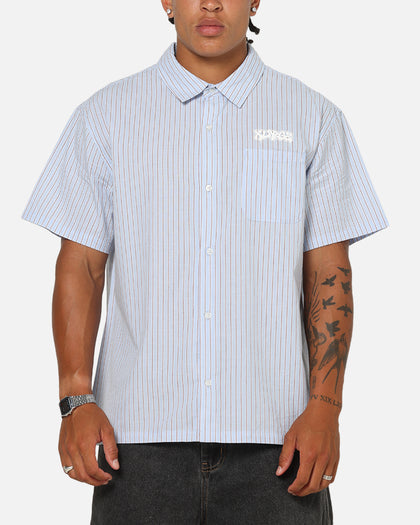 X-Large Drip Button Up Shirt Blue Stripe/White