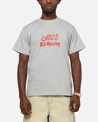Ed Hardy Venom Fitted T-Shirt Grey Marle