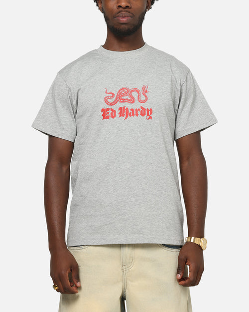 Ed Hardy Venom Fitted T-Shirt Grey Marle