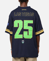 Bleacher Athletic Canberra Raiders NRL 2025 Las Vegas Round Grid Iron T-Shirt Official Team Colour