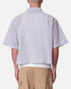 MNML Cropped Boxy Stripe Button Up Shirt Blue