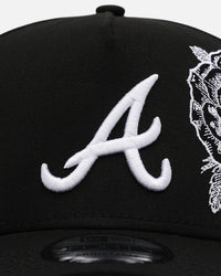 New Era Atlanta Braves 'Ornate Rose' 9FORTY A-Frame Snapback Black/White