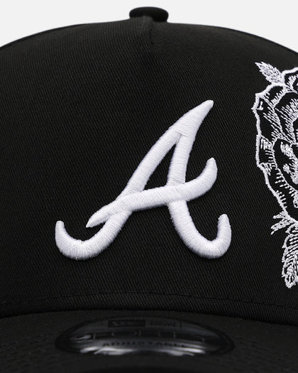 New Era Atlanta Braves 'Ornate Rose' 9FORTY A-Frame Snapback Black/White