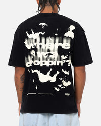 73Studio X Fortnite Where We Droppin T-Shirt Black Acidwash
