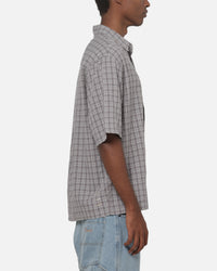 Vouseti Full Court Button Up Shirt Grey Plaid