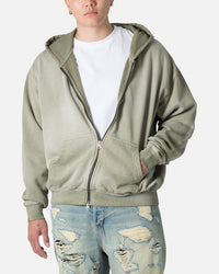 MNML Faded Basic Zip Up Hoodie Washed Olive