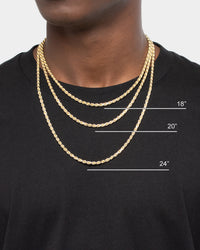 House Of Auric Rope 4mm 24" Chain 18k Gold Vermeil