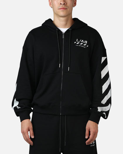 Off White Diag Full Zip Hoodie Black