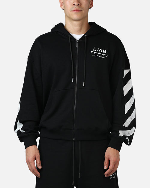 Off White Diag Full Zip Hoodie Black