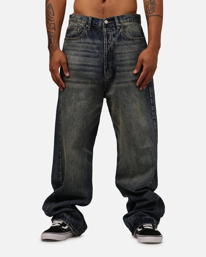 MNML Ultra Baggy Washed Up Denim Jeans Blue