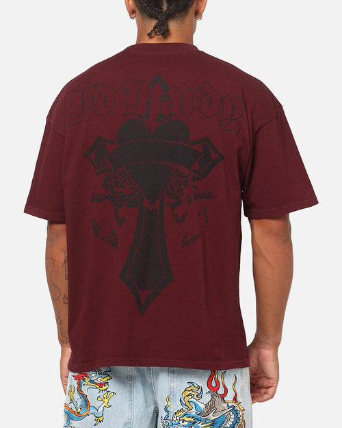 Ed Hardy Sacred Heart T-Shirt Burgundy