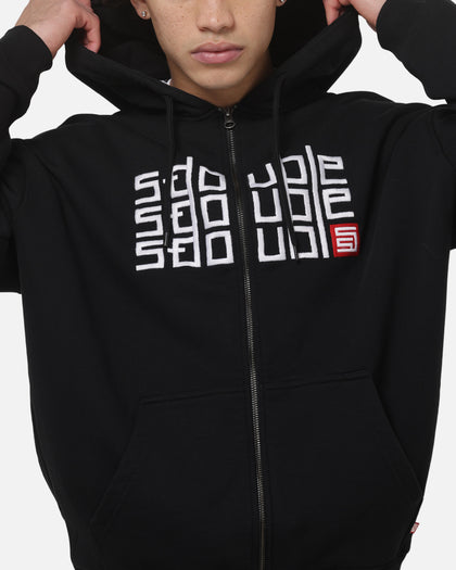 S Double Triple Block Zip Hoodie Black