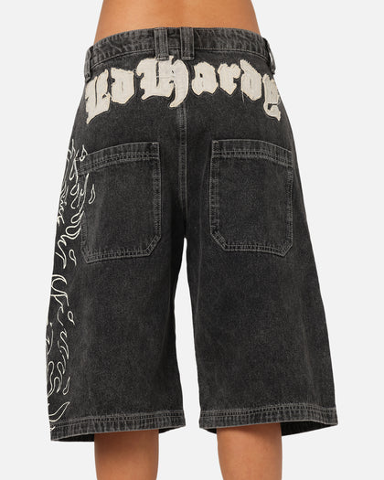 Ed Hardy Women's Distressed Logo Jorts Black