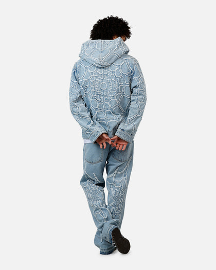 Revenge Spider Web Denim Jacket Blue