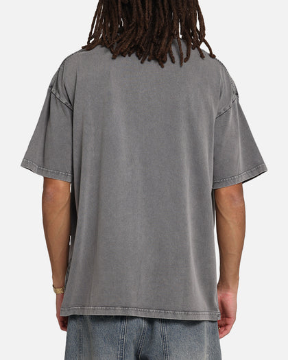 Carre Sacred Letter Mock Neck T-Shirt Washed Charcoal
