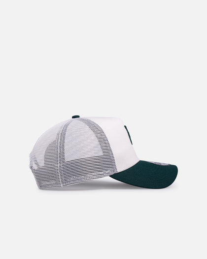 New Era Los Angeles Dodgers 'Upside Down Logo' 9FORTY A-Frame Trucker Snapback White/Green