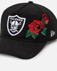 New Era Las Vegas Raiders 'Corduroy Roses' Golfer Pre-Curved Snapback Black Corduroy/White
