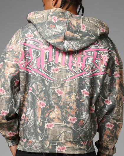Loiter Waffle Zip Hoodie Pink Tree Camo