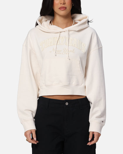 Tommy Jeans Women's Boxy Crop GMD Varsity Hoodie Ancient White