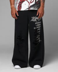 Loiter Destruct Sweat Pants Washed Black