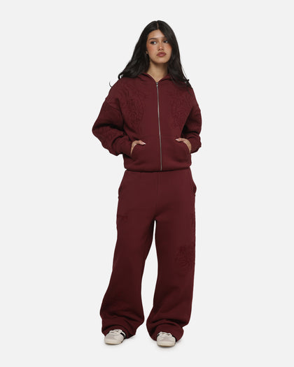 Ed Hardy Women's Tattoo Zip Hoodie Burgundy