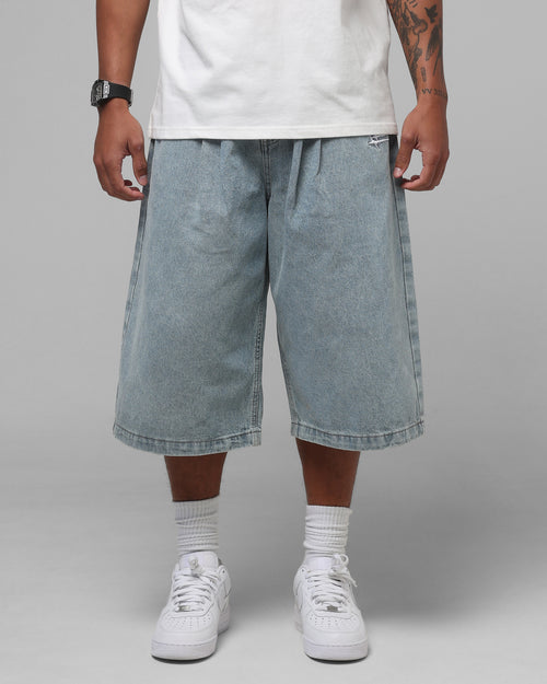 Loiter Star Born Pleated Jorts Blue Washed Denim