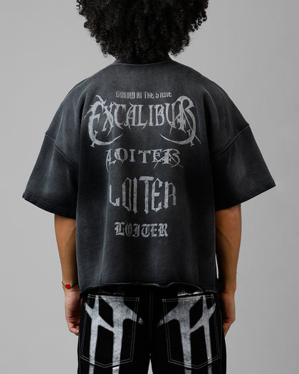 Loiter Excalibur Sword Distressed T-Shirt Washed Black