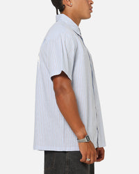 X-Large Drip Button Up Shirt Blue Stripe/White