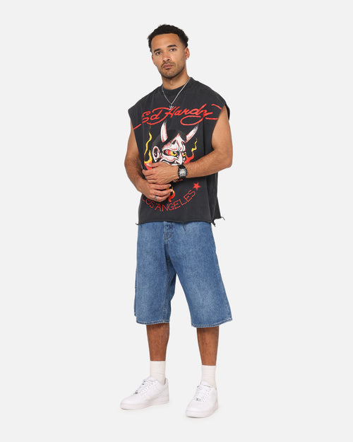 Ed Hardy Distressed Demon Muscle T-Shirt Black