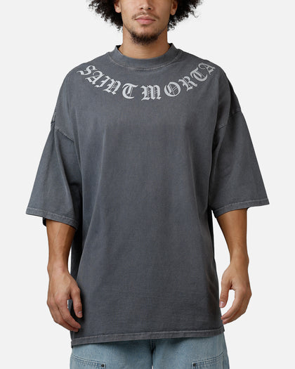 Saint Morta Barbaric Mock Neck T-Shirt Washed Charcoal