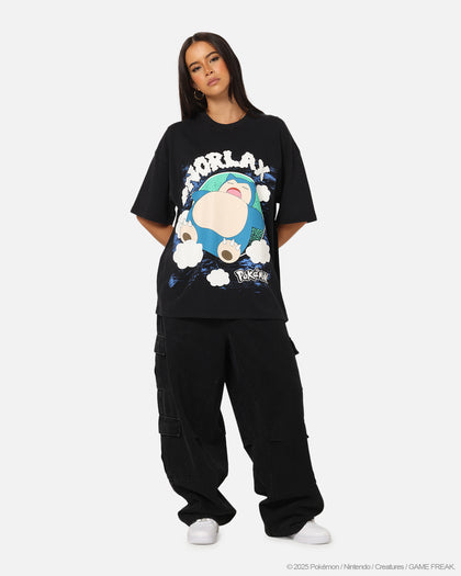 The Pokémon Collection By 73Studio Snorlax Vintage T-Shirt Off Black