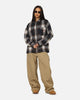 Carre Ombre Zip Up Long Sleeve Shirt Black Plaid