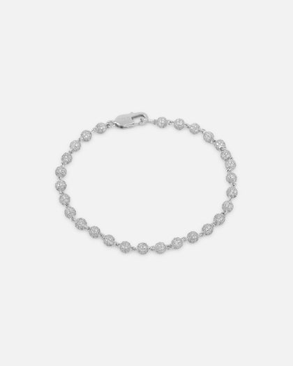 Saint Morta 4mm Iced Ball Bracelet White Gold