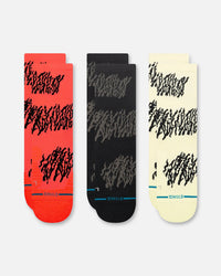 Stance Glacier Light Crew Socks 3 Pack Neon Pink