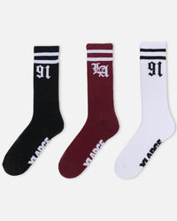 X-Large Old English Stripe Crew Socks 3 Pack Multi