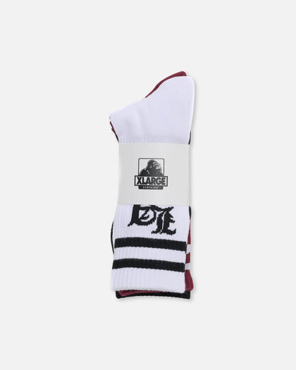 X-Large Old English Stripe Crew Socks 3 Pack Multi