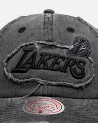 Mitchell & Ness Los Angeles Lakers 'Destroyed' Dad Fit Strapback Washed Black
