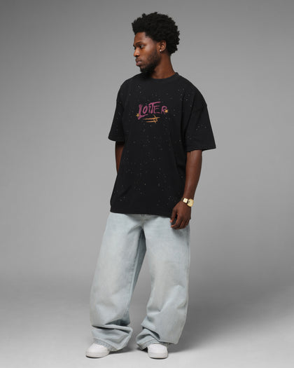Loiter Melancholy T-Shirt Black Acidwash