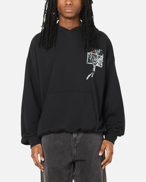 Jordan Brooklyn Shattered Back Board Oversized Pullover Hoodie Black