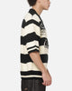 Criminal Damage Sports Knitted Polo Shirt Black Stripe