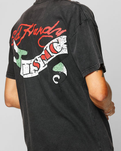 Ed Hardy Born To Lose T-Shirt Black Acidwash